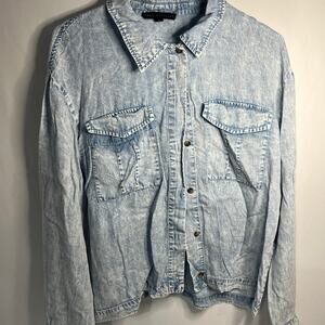Women’s lightweight button down denim shirt